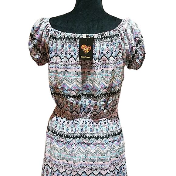 New Heartsoul Multicolored peasant top dress Medium - Picture 5 of 8